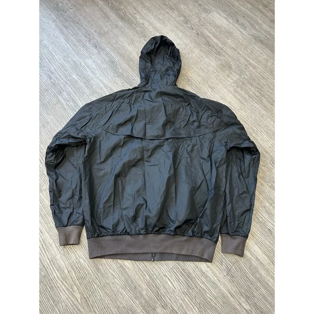 Nike Windrunner Jacket Mens Medium Tall Black Zip Hooded Mesh Lined Windbreaker